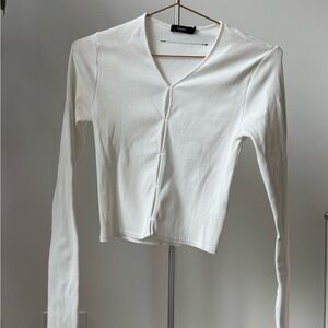 Bassike White Long Sleeve Top